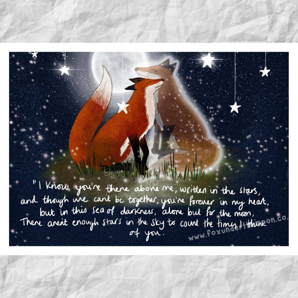 Fox Under The Moon - A4 Art Print ~ In The Stars