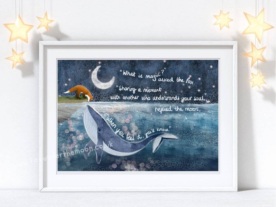 Fox Under The Moon - A4 Art Print ~ Soul Mates