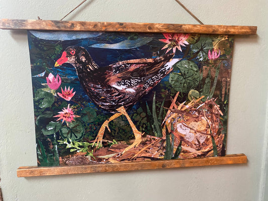 Clare O’Neill Artworks - A3 Moorhen nest art print