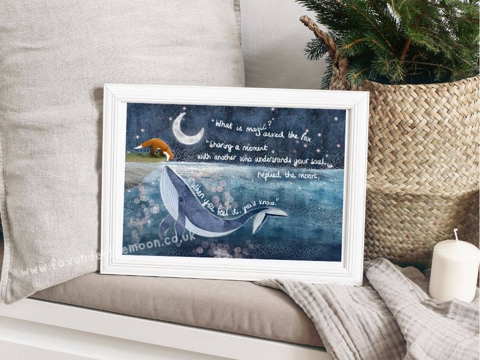 Fox Under The Moon - A4 Art Print ~ Soul Mates