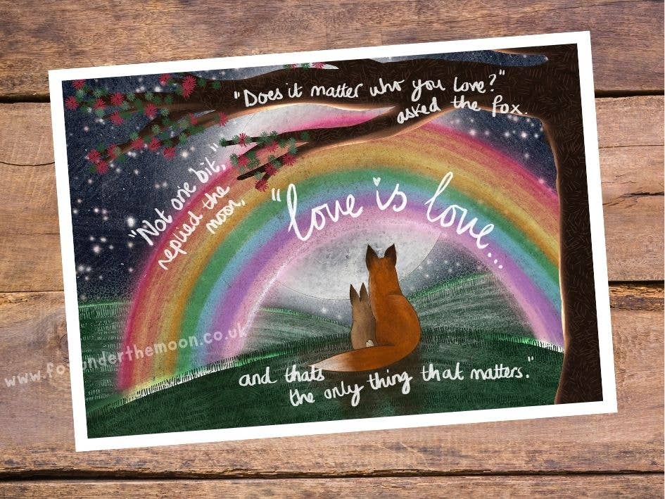Fox Under The Moon - A4 Art Print ~ Love is Love