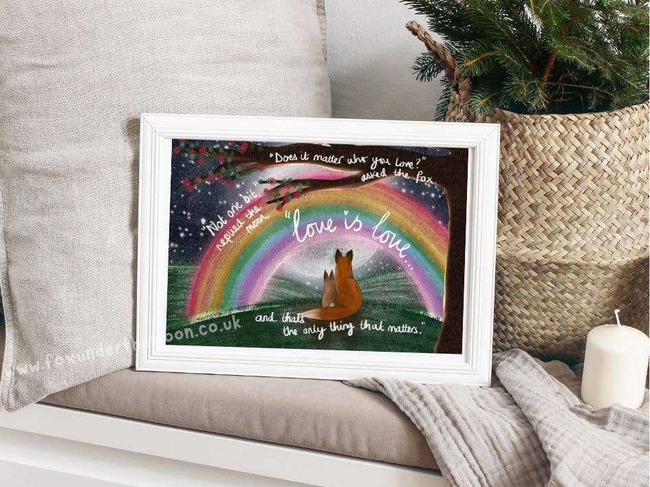 Fox Under The Moon - A4 Art Print ~ Love is Love