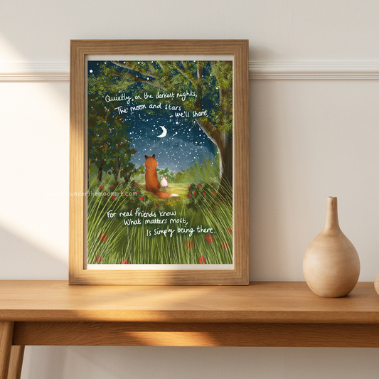 Fox Under The Moon - A4 Art Print ~ Being There