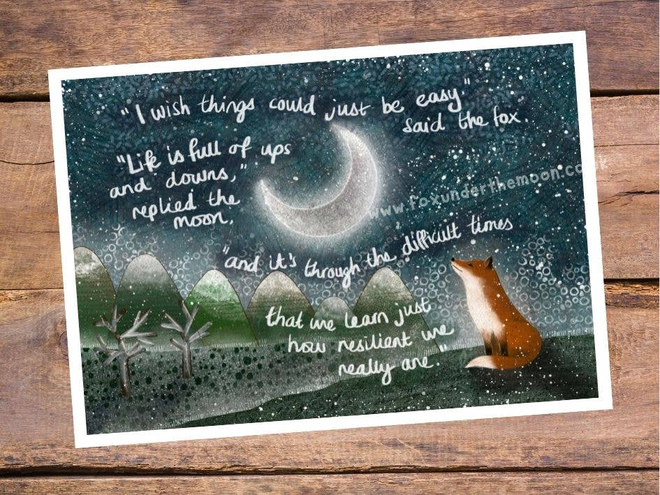 Fox Under The Moon - A4 Art Print ~ Resilient