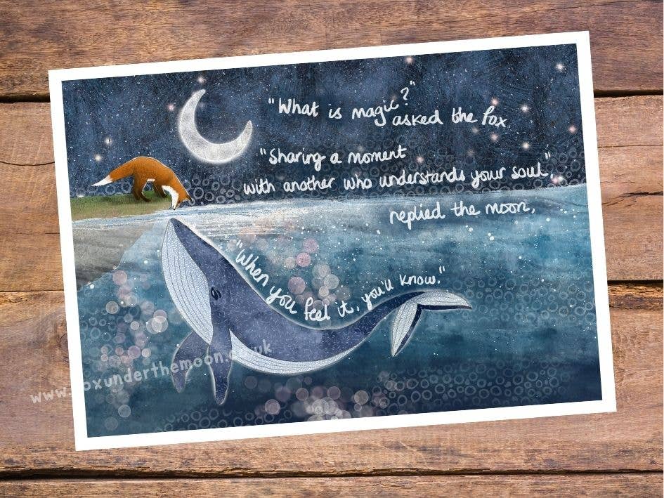 Fox Under The Moon - A4 Art Print ~ Soul Mates