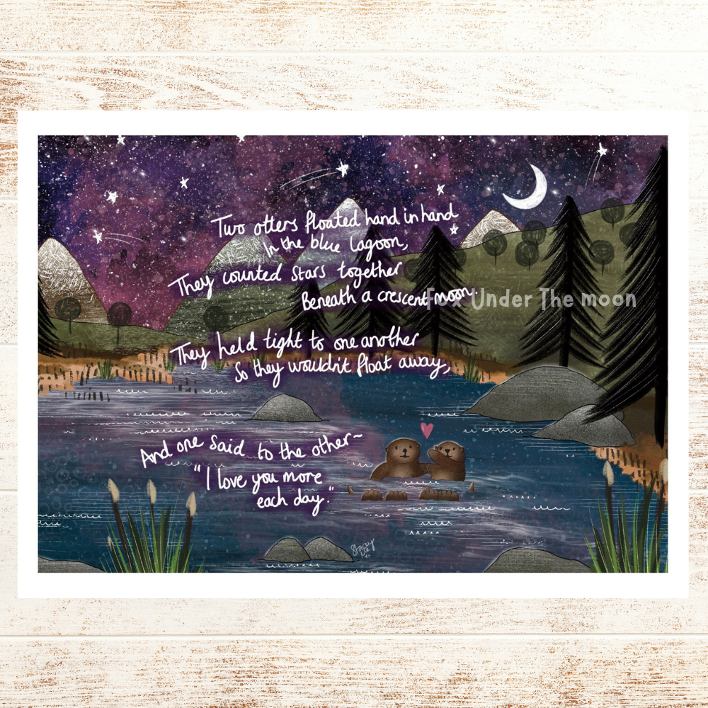 Fox Under The Moon - A4 Art Print ~ Hand In Hand