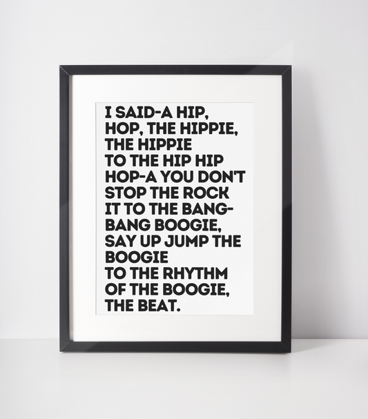 Blue Iris Designs Co - Rappers Delight Lyrics Print