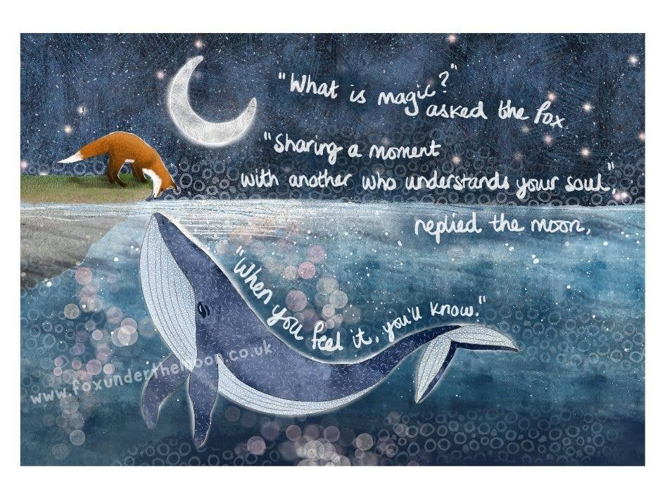 Fox Under The Moon - A4 Art Print ~ Soul Mates