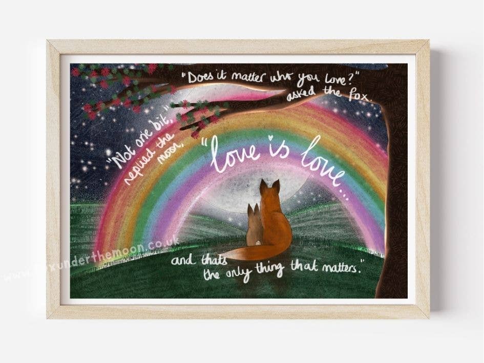 Fox Under The Moon - A4 Art Print ~ Love is Love