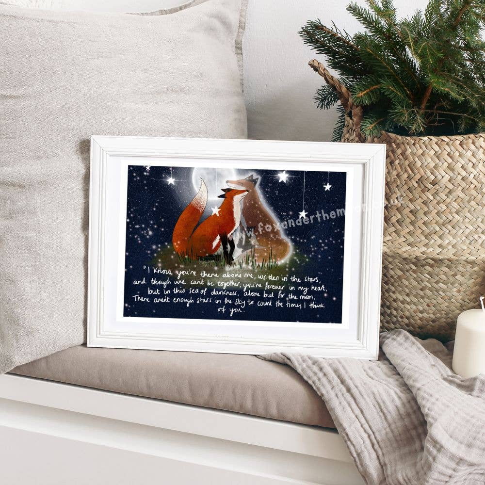 Fox Under The Moon - A4 Art Print ~ In The Stars