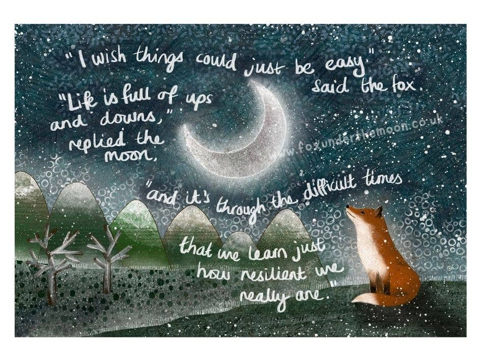 Fox Under The Moon - A4 Art Print ~ Resilient