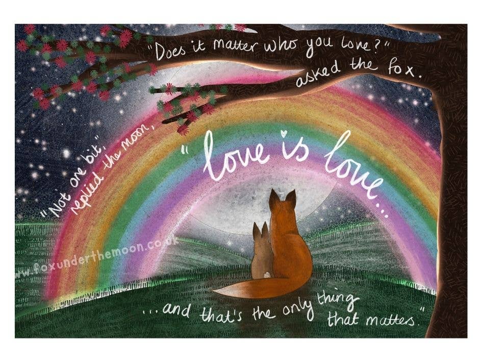 Fox Under The Moon - A4 Art Print ~ Love is Love