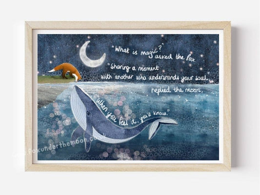Fox Under The Moon - A4 Art Print ~ Soul Mates