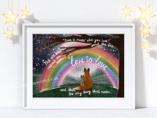 Fox Under The Moon - A4 Art Print ~ Love is Love
