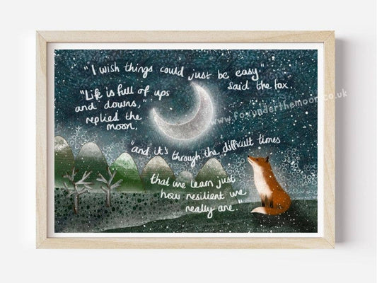 Fox Under The Moon - A4 Art Print ~ Resilient