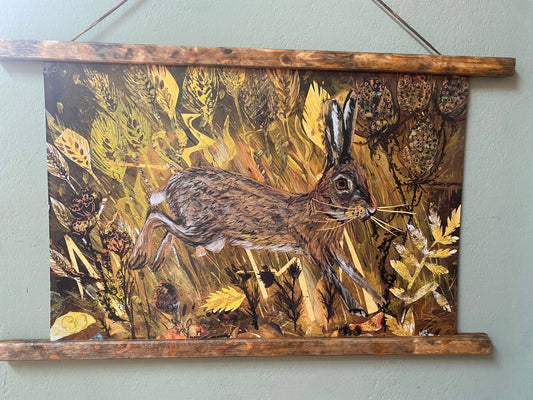 Clare O’Neill Artworks - A3 Hare in the wheatfields art print