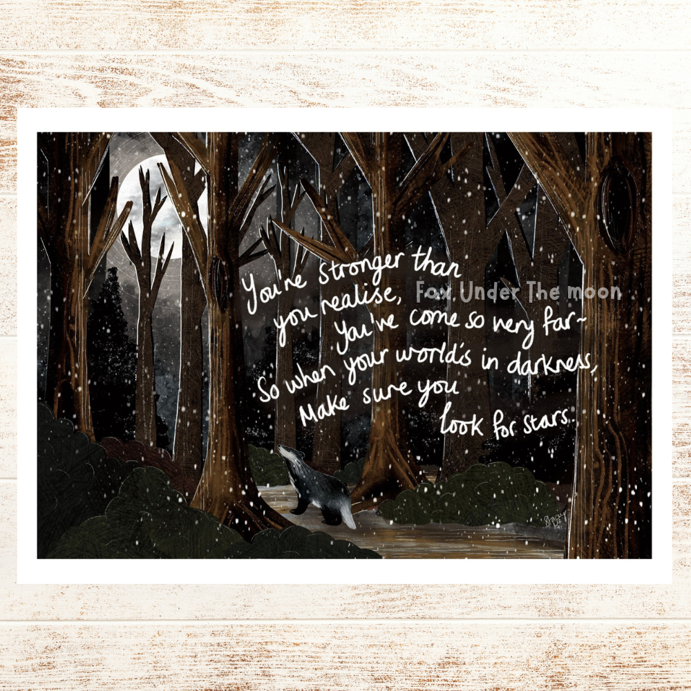 Fox Under The Moon - A4 Art Print ~ Look For Stars